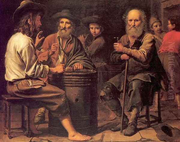 Peasants in a Tavern 1640s Oil Painting by Le Nain Brothers