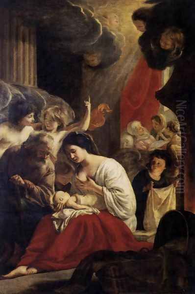 Birth of the Virgin c. 1645 Oil Painting by Le Nain Brothers