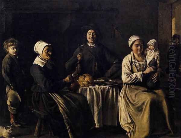 The Happy Family 1642 Oil Painting by Le Nain Brothers