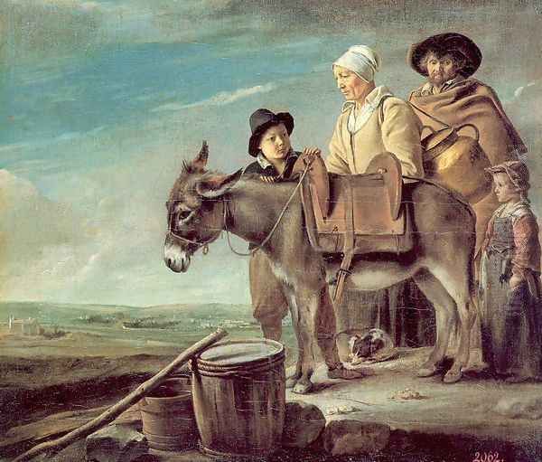 The Milkmaid's Family 1640s Oil Painting by Le Nain Brothers