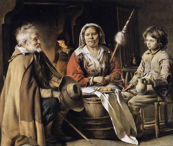 Peasant Interior Oil Painting by Le Nain Brothers