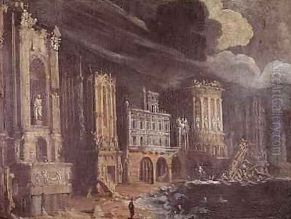 Ruins with the Legend of St Augustine Oil Painting by Francois de Nome (Monsu, Desiderio)