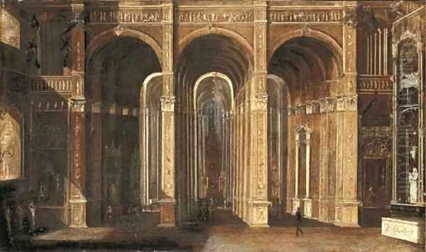 The interior of a classical church Oil Painting by Francois de Nome (Monsu, Desiderio)