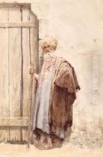 An arab by a doorway Oil Painting by Giuseppe de Nittis