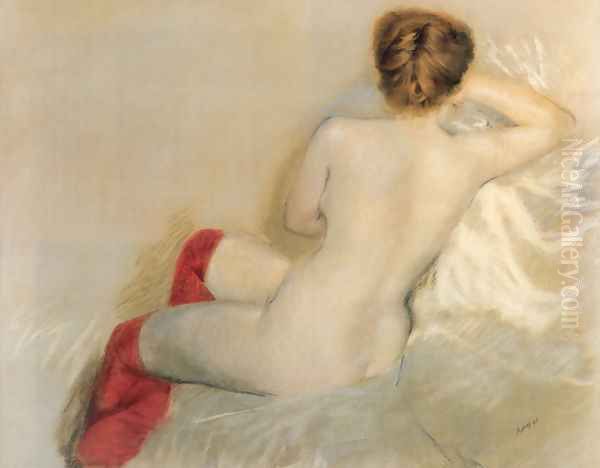 Nudo con le Calze Rosse Oil Painting by Giuseppe de Nittis