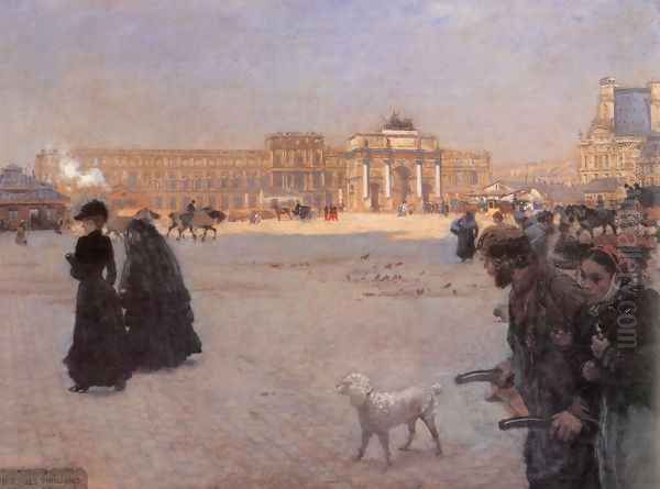 The Place De Carrousel And The Ruins Of The Tuileries Palace In 1882 Oil Painting by Giuseppe de Nittis