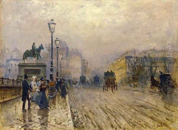 Rue de Paris with Carriages Oil Painting by Giuseppe de Nittis