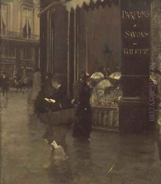 La Parfumerie Viollet, Boulevard des Capucines Oil Painting by Giuseppe de Nittis