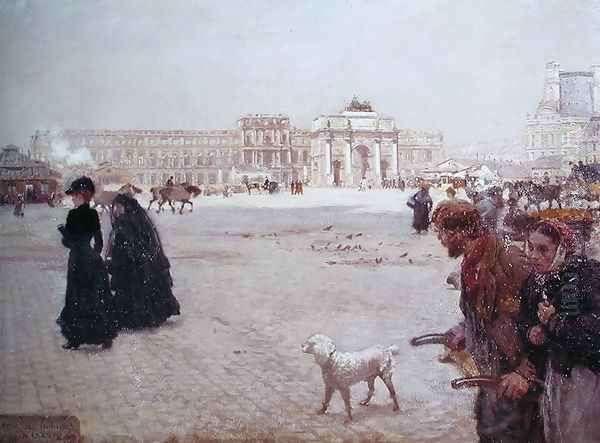 La Place du Carrousel, Paris- The Ruins of the Tuileries, 1882 Oil Painting by Giuseppe de Nittis