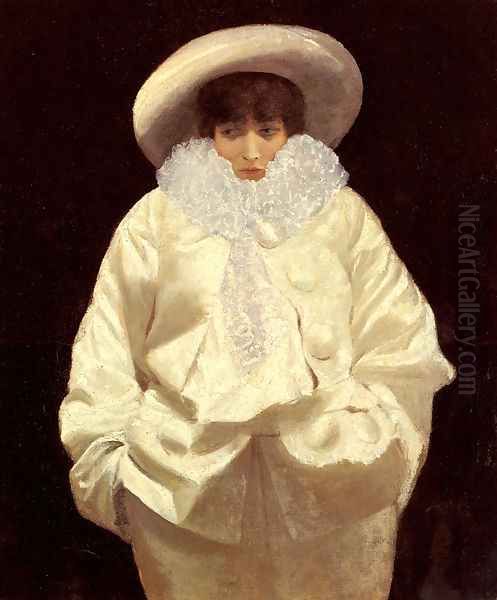 Sarah Bernhardt as Pierrot Oil Painting by Giuseppe de Nittis