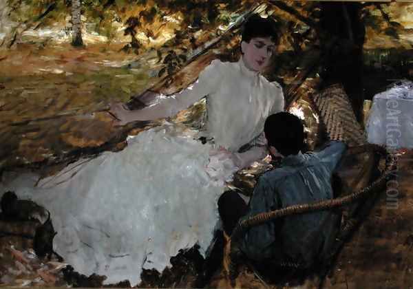 In the Hammock II, 1884 Oil Painting by Giuseppe de Nittis