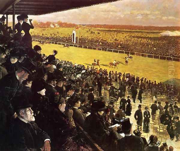 The Races at Longchamps from the Grandstand Oil Painting by Giuseppe de Nittis