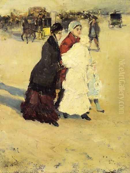 The Nannys Oil Painting by Giuseppe de Nittis