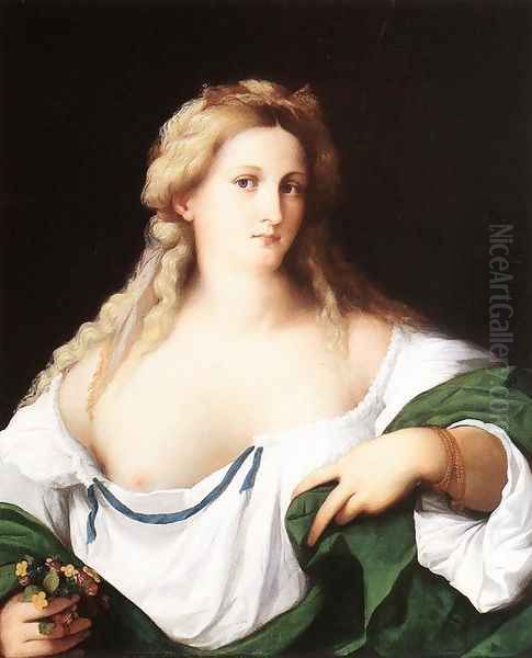 A Blonde Woman Oil Painting by Palma Vecchio (Jacopo Negretti)