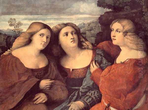 The Three Sisters (detail) 1520s Oil Painting by Palma Vecchio (Jacopo Negretti)