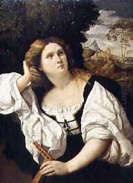 Lady with a Lute, c.1520-25 Oil Painting by Palma Vecchio (Jacopo Negretti)