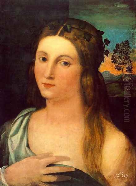 Portrait of a Young Woman Oil Painting by Palma Vecchio (Jacopo Negretti)