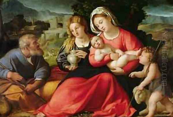 The Holy Family, c.1508-12 Oil Painting by Palma Vecchio (Jacopo Negretti)