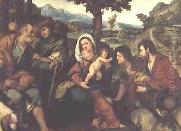 The Adoration of the Shepherds Oil Painting by Palma Vecchio (Jacopo Negretti)