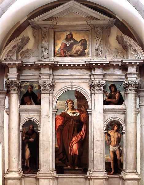 Polyptych of St Barbara Oil Painting by Palma Vecchio (Jacopo Negretti)