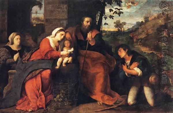 Adoration of the Shepherds with a Doonor Oil Painting by Palma Vecchio (Jacopo Negretti)