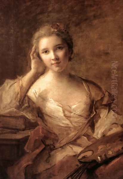 Portrait of a Young Woman Painter Oil Painting by Jean-Marc Nattier