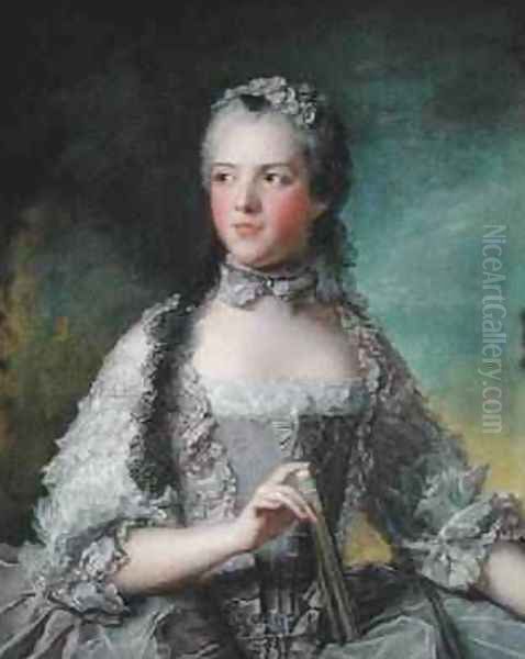 Portrait of Adelaide de France 1732-1800 with a Fan 1749 Oil Painting by Jean-Marc Nattier