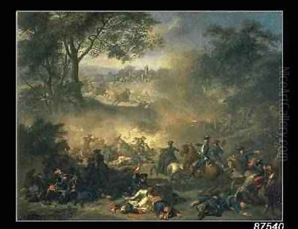 The Battle of Poltava in 1709 1717 Oil Painting by Jean-Marc Nattier