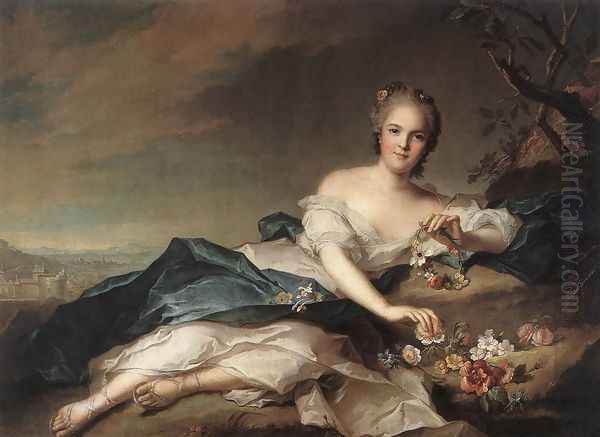 Marie Adelaide of France as Flora 1742 Oil Painting by Jean-Marc Nattier