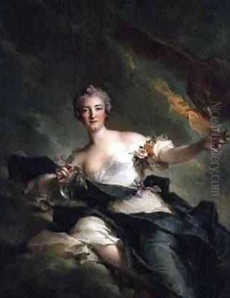 A Portrait of Anne Josephe Bonnnier de la Mossau 1718-87 Duchess of Chaulnes Oil Painting by Jean-Marc Nattier