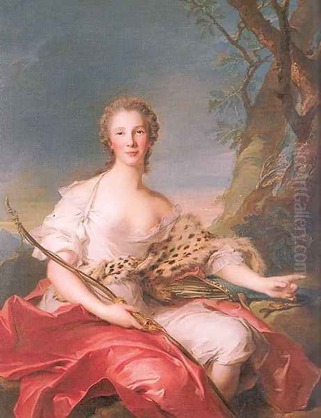 Madame Bouret as Diana 1745 Oil Painting by Jean-Marc Nattier