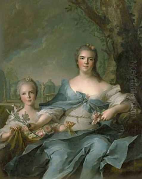 The Duchess of Parma and her daughter Isabelle Oil Painting by Jean-Marc Nattier