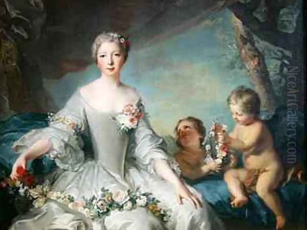 Portrait presumed to be Louise Diane dOrleans 1716-36 as Flora 1731 Oil Painting by Jean-Marc Nattier