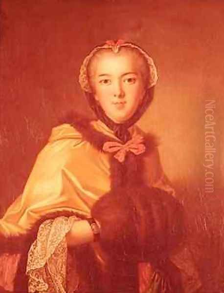 Portrait of LouisHenriette de Bourbon-Conti with muffler Oil Painting by Jean-Marc Nattier