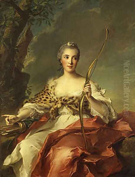 Madame de Maison Rouge as Diana 1756 Oil Painting by Jean-Marc Nattier