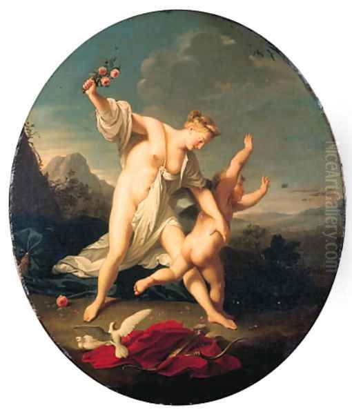 Venus chastising Cupid; and Venus and Cupid Oil Painting by Jean-Marc Nattier