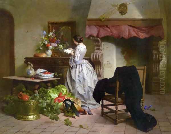 La Lecture Oil Painting by David Emil Joseph de Noter