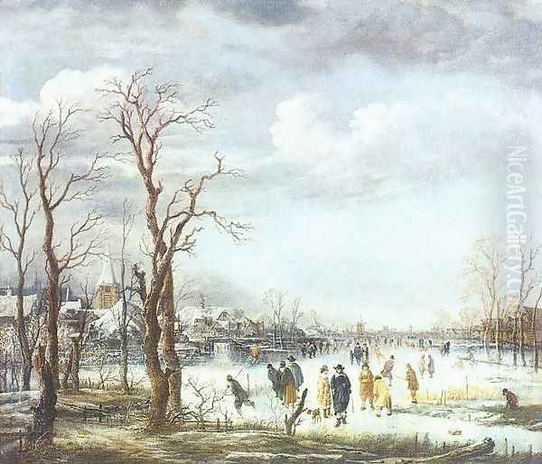 The River in Winter Oil Painting by Aert van der Neer