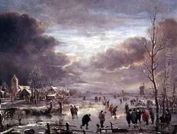 Landscape in Winter Oil Painting by Aert van der Neer