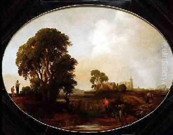 A landscape with Reedcutters Oil Painting by Aert van der Neer