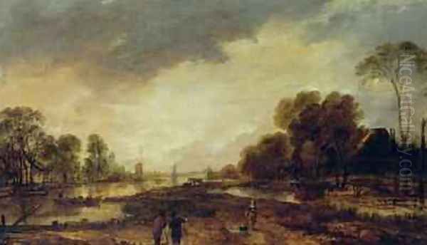 A River Scene Evening 1648 Oil Painting by Aert van der Neer