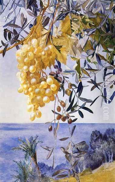 A Cluster of Grapes Oil Painting by Henry Roderick Newman