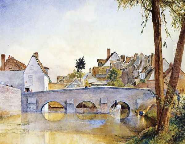 Pont de Minimes, Chartres Oil Painting by Henry Roderick Newman