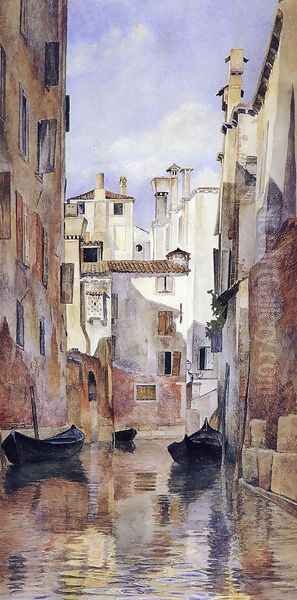 Venetian Canal Scene Oil Painting by Henry Roderick Newman