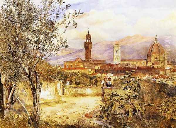 View of the Duomo fro the Mozzi Garden, Florence Oil Painting by Henry Roderick Newman