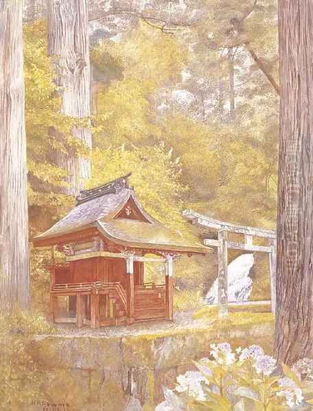 Pagoda in the Woods, Nikko, Japan Oil Painting by Henry Roderick Newman