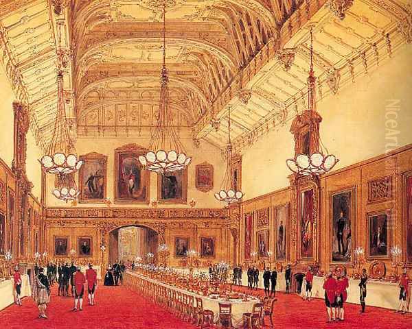 The Waterloo Chamber, Windsor Castle 1848 Oil Painting by Joseph Nash