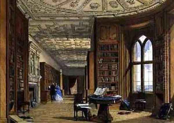 The Library at Windsor Castle Oil Painting by Joseph Nash