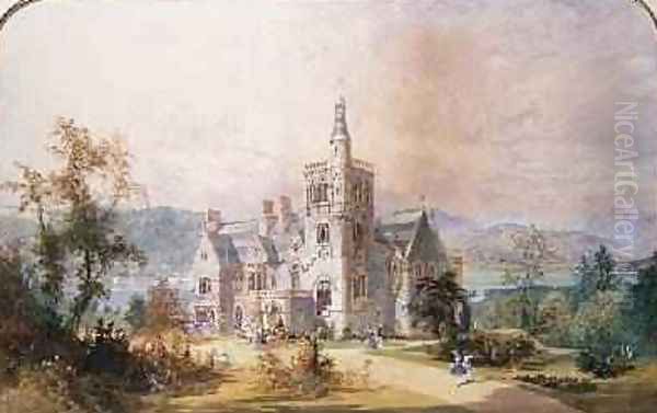 A Scottish baronial mansion Oil Painting by Joseph Nash