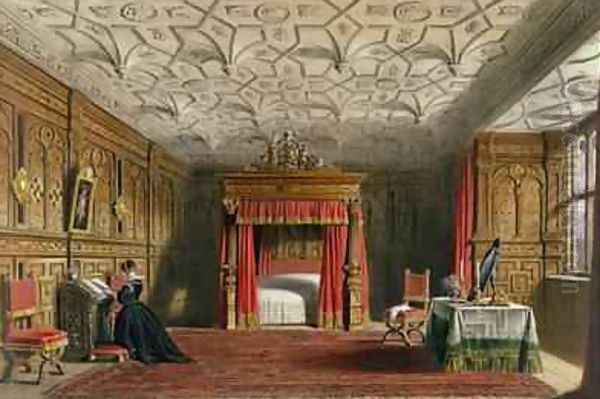 Inlaid Chamber Sizergh Westmoreland 1849 Oil Painting by Joseph Nash